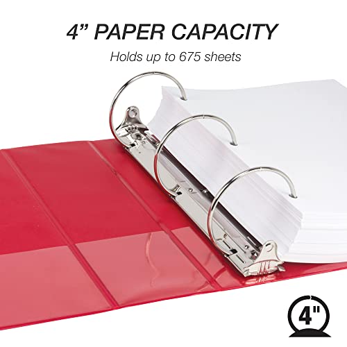 Samsill 4 Inch 3 Ring Binder, Economy Round Ring, Clear View Cover, 675 Sheet Capacity - for Schooo, Home, Office - Ruby Red - color: Red, size: 1-Pack, style: 4-Inch