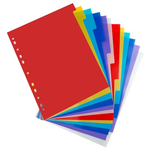 12 Tab Binder Dividers 3 Ring Plastic Binder Dividers with Tabs, Multicolor Notebook Dividers for 2/3/4/11 Ring Binders, Letter Size (8.2×11.6 Inch) - size: 12 Pcs