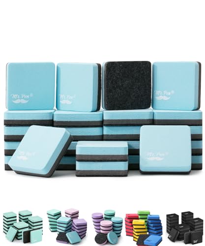 Mr. Pen- Mini Magnetic Dry Erase Erasers, 2" x 2", 24 Pack, Pastel Green | Small Magnetic Whiteboard Dry Erase Erasers Bulk for Kids, Teachers, Students and Classroom Supplies - color: Pastel Green, size: Square