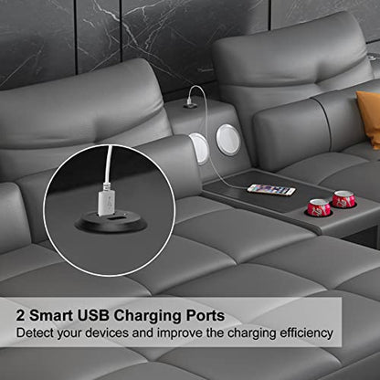 Desktop USB Power Grommet Recessed Mount Power Hub Desk Power Outlet USB Charging Center Built in Nightstand Cabinet Sofa 2 USB 2.1A - size: 5 ft