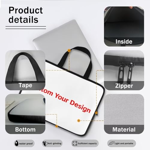 HUGS IDEA Laptop Sleeve Carrying Case for Women Computer Cover with Handle Notebook Messenger - color: Custom Laptop Bag, size: 17inch