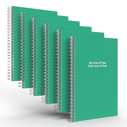 Custom Spiral Notebook Journals with a Green Colored Cover - 6 Pack of 5" x 8" – College Ruled, Hard Cover, 50 Sheets Per Book – For Journaling, Office, School Supplies, etc. - color: Green, size: 5" x 8"