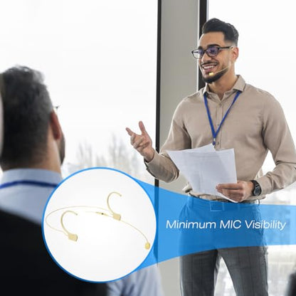 KIMAFUN Headset/Headworn Microphone Professional Earset Over Ear Hanging Condenser Mic Compatible with Sennheiser Wireless System Wireless System Bodypack Transmitter, Performance, Theater - Beige C2 - size: C2 for Sennheiser Wireless System