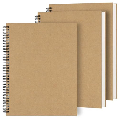 Dynta Large Spiral Notebooks 8.5 "x 11" Lined 3Pcs College Ruled Journals for Work, School And Travel, Good for Students and Office, 160 Pages/80 Sheets with 100 GSM Lined Paper(Kraft Brown) - color: Brown