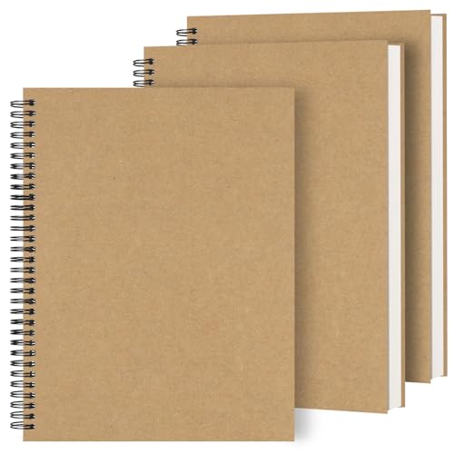 Dynta Large Spiral Notebooks 8.5 "x 11" Lined 3Pcs College Ruled Journals for Work, School And Travel, Good for Students and Office, 160 Pages/80 Sheets with 100 GSM Lined Paper(Kraft Brown) - color: Brown