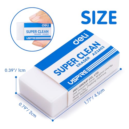 Deli Pencil Erasers, Pencil Eraser, 72 Pack, White Erasers, Erasers for Drawing, Kids, Artist, White, Large - size: 72 PACK