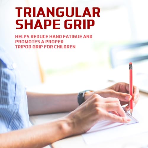 Seajan 48 Pcs 6B Jumbo Pencils, Big Fat Thick Triangular Grip 7 Inch Large Pencils Refill with Eraser for Kid Beginner Preschooler Kindergarten School Office Writing Christmas(Red) - color: Red, style: 6B