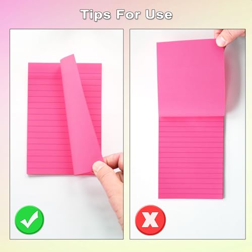 9 Pack Lined Sticky Notes 4x6 in Post Sticky Notes with Lines, 9 Bright Colors Self Sticky Notes Pad Its, Large Ruled Sticky Note for Office, Home, 35 Sheets/Pad - size: 4x6 in