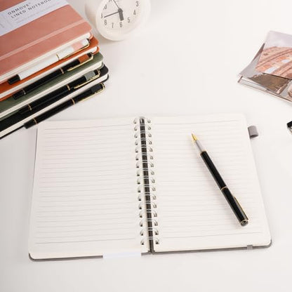 Spiral Notebooks Journal for Women Men 12 Pack Bulk Leather Hardcover with Pen Holder A5 160 Pages 100 GSM Thick Paper for Work School Lined Gray - color: Gray