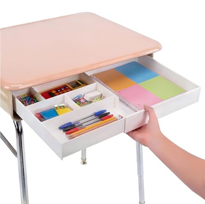 Yalikop Plastic Desk Drawer Organizer 12 x 20 Inch Large White Expandable Drawer Organizer Trays with Extendable Tray Adjustable Student Desk Organizing Tray for Makeup Office School Supplies