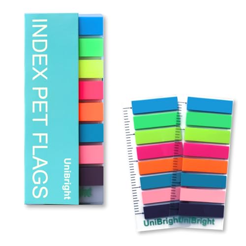 400 pcs Sticky Tabs for Books, Colored Transparent and Writable Page Markers with 4 Inch Ruler, Repositionable Strong Sticky Page Tabs for Bible, Notebook, Office & School - color: Neon-400pcs