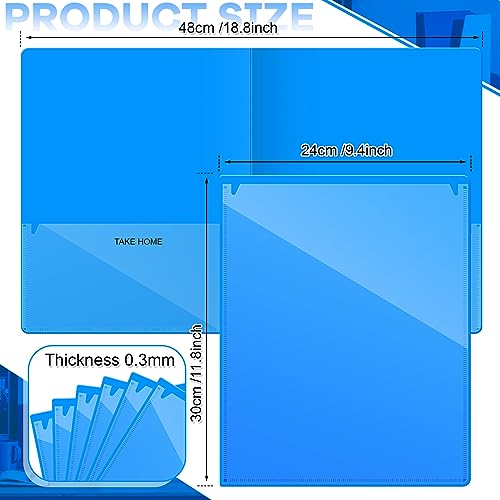 Henoyso 100 Pcs Folders Take Home Heavy Duty 2 Pocket Homework Folder for Students Parent Teacher Communication, 11.8 x 9.45 Inch(Blue) - color: Blue