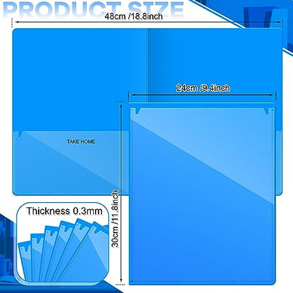 Henoyso 100 Pcs Folders Take Home Heavy Duty 2 Pocket Homework Folder for Students Parent Teacher Communication, 11.8 x 9.45 Inch(Blue) - color: Blue