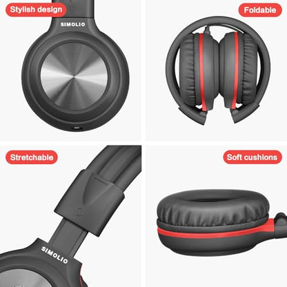 SIMOLIO 2 Pack Wired Headphones with Share Port, USB C to 3.5mm Dongle, MIC | Manyshare Series, 3-Level Volume Limiter, Passive Noise Cancelling, Foldable Over-Ear Headset for School Travel Adult iPad PC - color: Black & Fresh Green