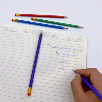 24 Pcs Erasable Checking Pencils, Pre-Sharpened, for Marking, Coloring, Tests, Grading, Office, (Purple) - color: Purple