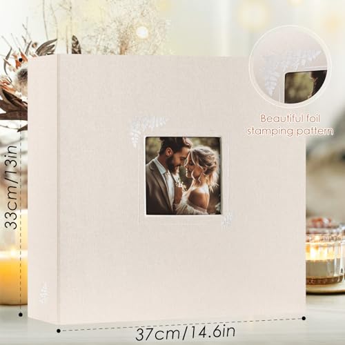Lanpn 2 Packs Scrapbook Photo Album 12x12, Linen Window Design Cover Top Load 3 Ring Folder Binder Photo Book Photobook 12 x 12 inch with 30 Plastic Sleeves 60 Pages (Beige) - color: Beige, size: 12x12"/2PK
