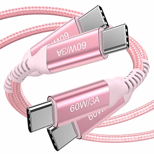 60W USB C to USB C Cable 10 ft Pink,2-Pack,Awnuwuy Long Type-C Fast Charging Charger Cord Compatible with iPhone 15/15 Pro/15 Plus/15 Pro Max,Samsung Galaxy S23 S22 Note 20 10,Pixel 7,MacBook Pro/Air - color: Pink, size: 10FT
