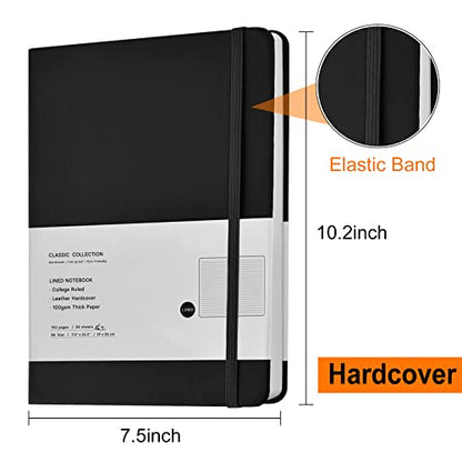 Coopay 6 Pack B5 Notebooks Journal College Ruled Composition Notebooks Classic Hardcover Lined Journals for Office Home School Business Writing Note Taking, 10.2" x 7.5", 100GSM Thick Paper (Black) - color: Black