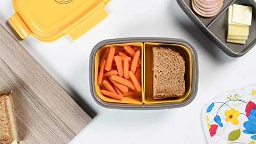Ultimate Bento Box - Lunch Box for Kids & Adults with Removable Ice Pack - Leakproof, Multi-Compartment Food Container with Removable Containers - Microwave & Dishwasher Safe (Yellow/Gray) - color: Yellow/Gray