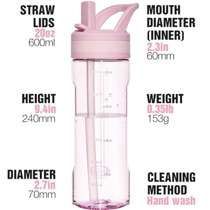 OLDLEY 20oz Kids Water Bottle with Straw, BPA-Free Tritan Water Bottle for School, Leakproof Clear Water Bottle with One Click Open, Measurement Scale, Cup Holder Friendly for Boys Girls,Pink - color: Pink