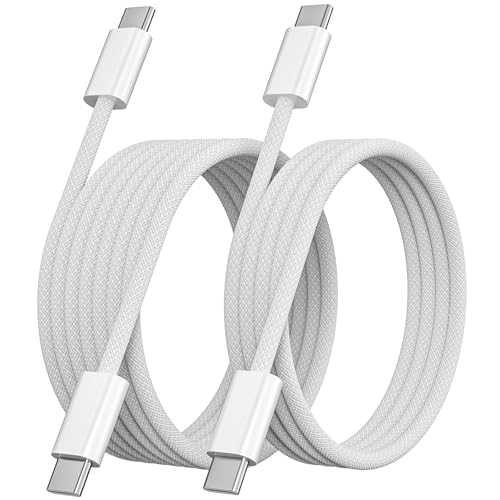 Quickeep USB C to USB C Cable 3FT & 6FT 2 Pack, Nylon Braided 60W iPhone 17 16 15 Charger Cord, Type C Charger Fast Charging, USBC to USBC Cable for iPhone 15 16 Pro Plus Pro Max/iPad Pro/Air - color: White, size: 3FT+6FT