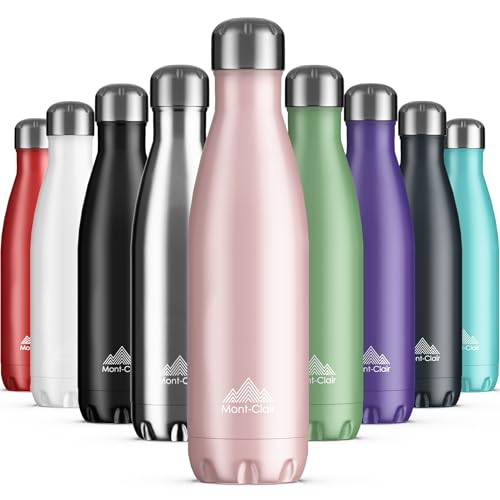 Mont-Clair Stainless Steel Water Bottle, Vacuum insulated - BPA Free, 12h Hot & 24h Cold Drinks, Metal Water Bottle 17 oz Leakproof, Ideal for Adult, Kids, Running - Pink - color: Pink, style: 17 Ounces
