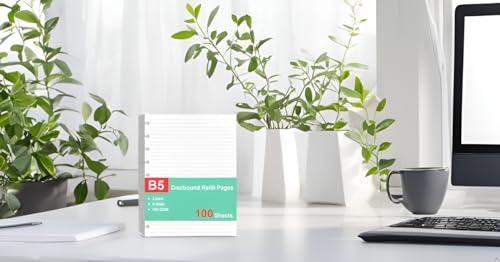 9 Disc Discbound Refill Paper, Loose Leaf Paper, 9 Disc Prepunched Paper for Happy Planner Inserts, White Paper, Total 100 Sheets/200 Pages, College Ruled, 100gsm, 7 X 9.2.5 Inch - size: 100 Sheets