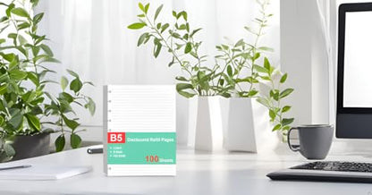 9 Disc Discbound Refill Paper, Loose Leaf Paper, 9 Disc Prepunched Paper for Happy Planner Inserts, White Paper, Total 100 Sheets/200 Pages, College Ruled, 100gsm, 7 X 9.2.5 Inch - size: 100 Sheets