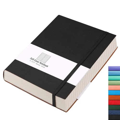 AHGXG Lined Journal Notebook - 320 Numbered Pages Thick Journals for Men, Large B5 College Ruled Notebook for Writing, 100gsm Thick Paper, Leather Softcover, for Women Work School, 7.6'' X 10''-Black - color: Black, size: B5