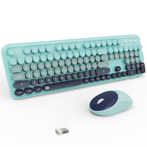 Wireless Keyboard and Mouse Combo with Switch Button- 2.4GHz Cordless Typewriter Keyboard | Auto-Sleep | USB Receiver for Windows PC/Laptop - Blue Gradient - color: 105Keys Blue Gradient