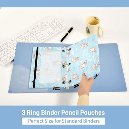 ZAZYXTJ Akita Binder Pencil Pouchs 3 Ring with Zipper Clear Window Office Organizers bag for School Students Teacher Supplies 2 Pack - color: Akita
