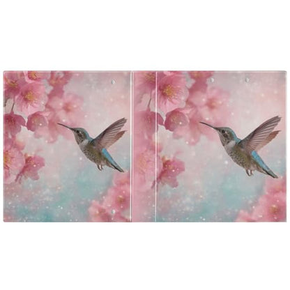 Cherry Blossom and Hummingbird Binder 3 Ring 1.5 Inch Binder with Clipboard&Pockets, Hardcover Binders Heavy Duty Large File Folder for Office School Supplies - Holds 200 Sheets - color: Cherry Blossom and Hummingbird, size: 1 Pack-12.4x10.63in