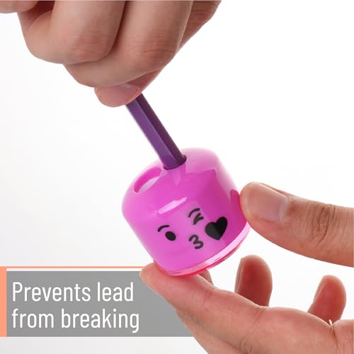Mr. Pen- Pencil Sharpeners Manual, 24 Pack, Dual Hole, Smiley | Bulk Handheld Pencil Sharpener, Compatible with Standard and Jumbo Pencils, Snap-on Lid, Stainless Steel Blade - size: 24 Pack