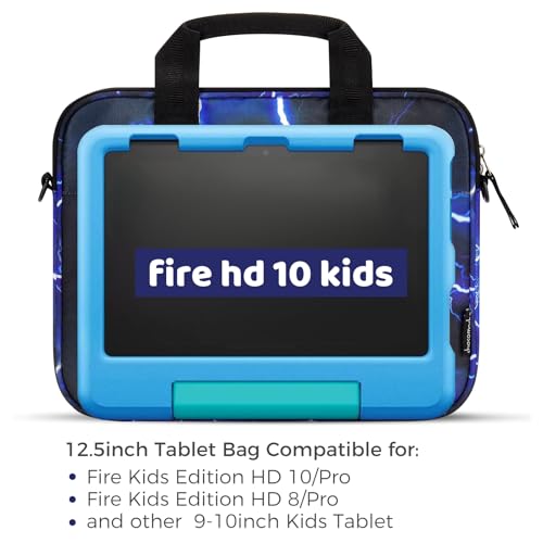 Choco Mocha Kids Tablet Sleeve Bag for Boys & Girls, (10-12.5Inch) - color: Lightning-blue 12.5inch, size: 12.5inch(12.5 x 9.8 x 1.3)