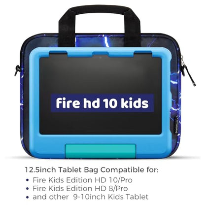 Choco Mocha Kids Tablet Sleeve Bag for Boys & Girls, (10-12.5Inch) - color: Lightning-blue 12.5inch, size: 12.5inch(12.5 x 9.8 x 1.3)