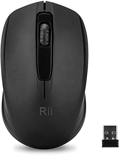 Rii Wireless Mouse,2.4G Portable Computer Mice for PC, Laptop, Windows,Office Included Wireless USB dongle (Black+Pink) - color: Black+Pink