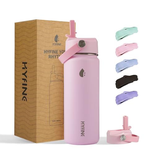 Stainless Steel Water Bottle with Straw Lid, 18oz Insulated Vacuum Bottle with Carrying Loop, Dishwasher Safe，uitable for use in schools, Offices, and outdoor activities (PINK) - color: Pink