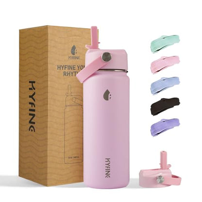 Stainless Steel Water Bottle with Straw Lid, 18oz Insulated Vacuum Bottle with Carrying Loop, Dishwasher Safe，uitable for use in schools, Offices, and outdoor activities (PINK) - color: Pink