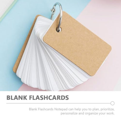 SHINEOFI 4pcs Simple Style Blank Words Flashcards with Binder Rings Paper Memo Cards for Students Writing Words and Listing Ideas Travel Diaries
