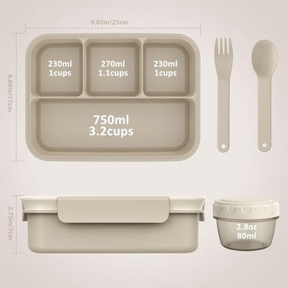 Caperci Bento Box Adult - 50 oz Large Lunch Containers for Adults and Teens, 4-Compartment Bento Lunch Box with Utensils & Leak Proof Sauce Cup, Dishwasher Safe, Durable, BPA-Free (Mocha) - color: Mocha