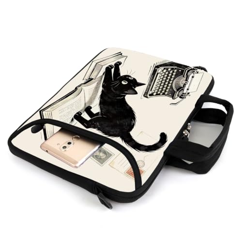 AMARY 13" 13.3" laptop sleeve chromebook case adjustable shoulder strap with handle accessory pocket (Cat-3) - color: Cat-3