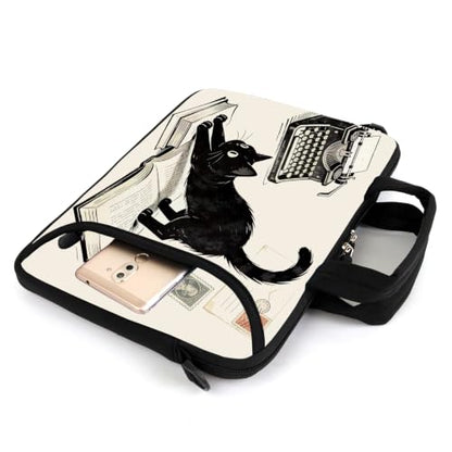 AMARY 13" 13.3" laptop sleeve chromebook case adjustable shoulder strap with handle accessory pocket (Cat-3) - color: Cat-3