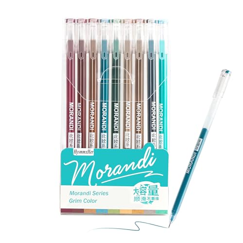 9 Colored Gel Pens Set, 0.6mm Fine Point for Black Paper & White Paper, Pens for Journaling, Adult Coloring Books, Bible, Drawing, Note Taking, Art & Journaling Supplies(Morandi-Grim Color) - color: Morandi-Grim Color