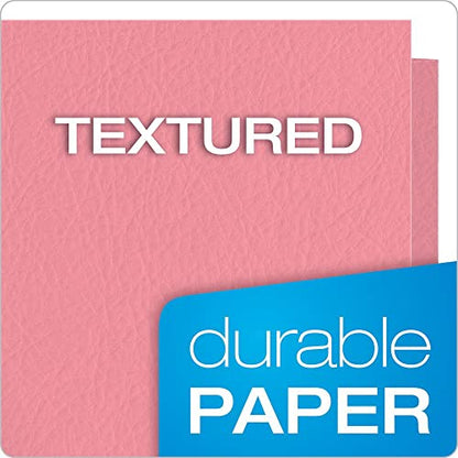 Oxford Twin-Pocket Folders, Textured Paper, Letter Size, Pink, Holds 100 Sheets, Box of 25 (57568EE) - color: Pink, size: 25 Count (Pack of 1)
