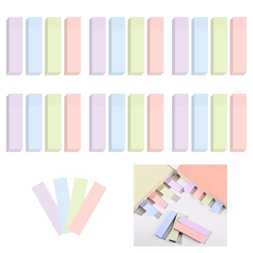 BAYTORY 6 Pads Pastel Index Tabs, 4 Colors Small Sticky Notes (3x0.7 in) | Self-Stick Note Pads, Easy to Post for School Office Notebook - size: 3x0.7 Inch