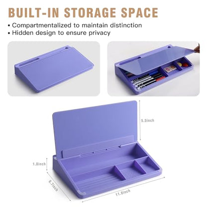 SELEAD Desktop Glass Whiteboard with Storage, Small Dry Erase White Board Computer Pad Keyboard Stand for Home, School, Office Desk Accessories - Purple - color: Purple