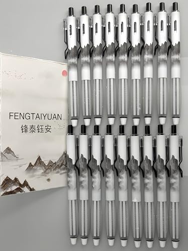 Fengtaiyuan Retractable Gel Pens, 0.5mm ST Precision Tip Quick Dry Black Ink, Gradient Black Barrel with Triangular Silicone Non-Slip Grip, Ergonomic Smooth Pens for Exam School Office [Pack of 18] - color: BlackGRB05P18
