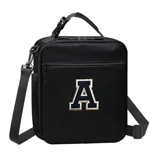 Insulated Lunch Bag Women Men Girls Boys Kids Lunch Box with Water Bottle Holder Handheld Shoulder Strap,Lunch Tote Purse for Food Container Carrier Cooler School Students Work Picnic Black A - color: 01-Black A