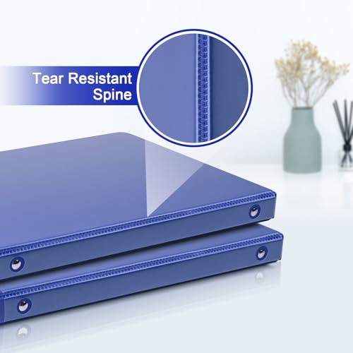 COMIX 3 Ring Binder 1/2 inch with Clear View Cover, 0.5" View Binder Holds 100 Sheets of US Letter Size Paper, 6 Pack (Dark Blue) - color: Blue, size: 0.5 inch, style: 6-Pack