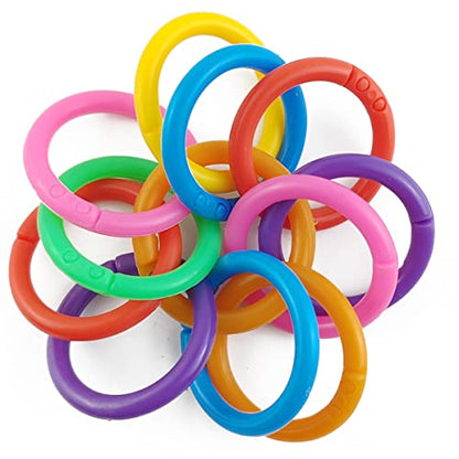 TIHOOD 210-Piece Multi-Color Plastic Binder Rings - Flexible for Cards, Documents, and Swatches - 7 Colors (20 mm)